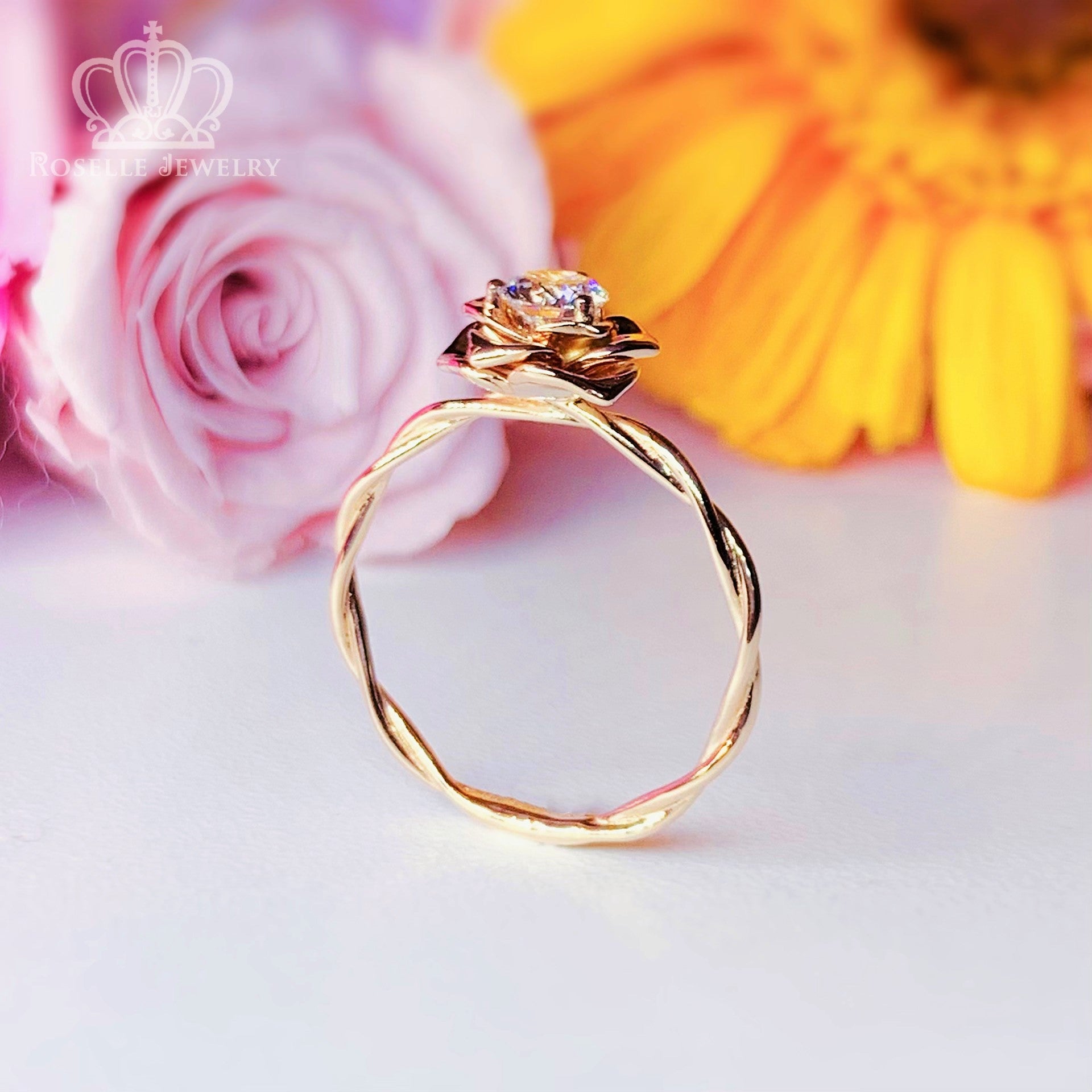 0.30CT Floral Rose Solitaire Engagement Ring - LGR012 - Roselle Jewelry