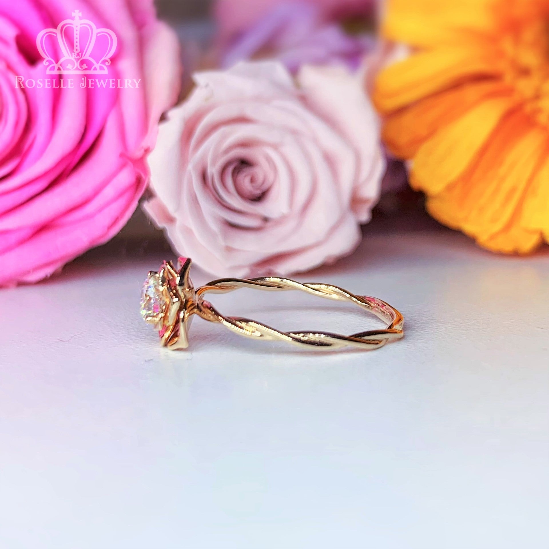 0.30CT Floral Rose Solitaire Engagement Ring - LGR012 - Roselle Jewelry