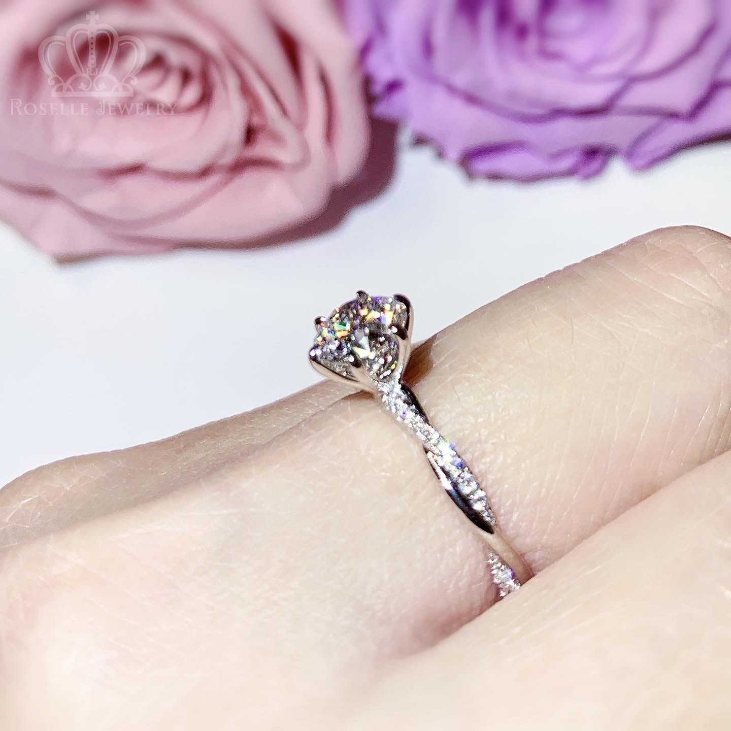 Twist Side Stone Lab Grown Diamond Engagement Ring [Setting Only] - LGR058