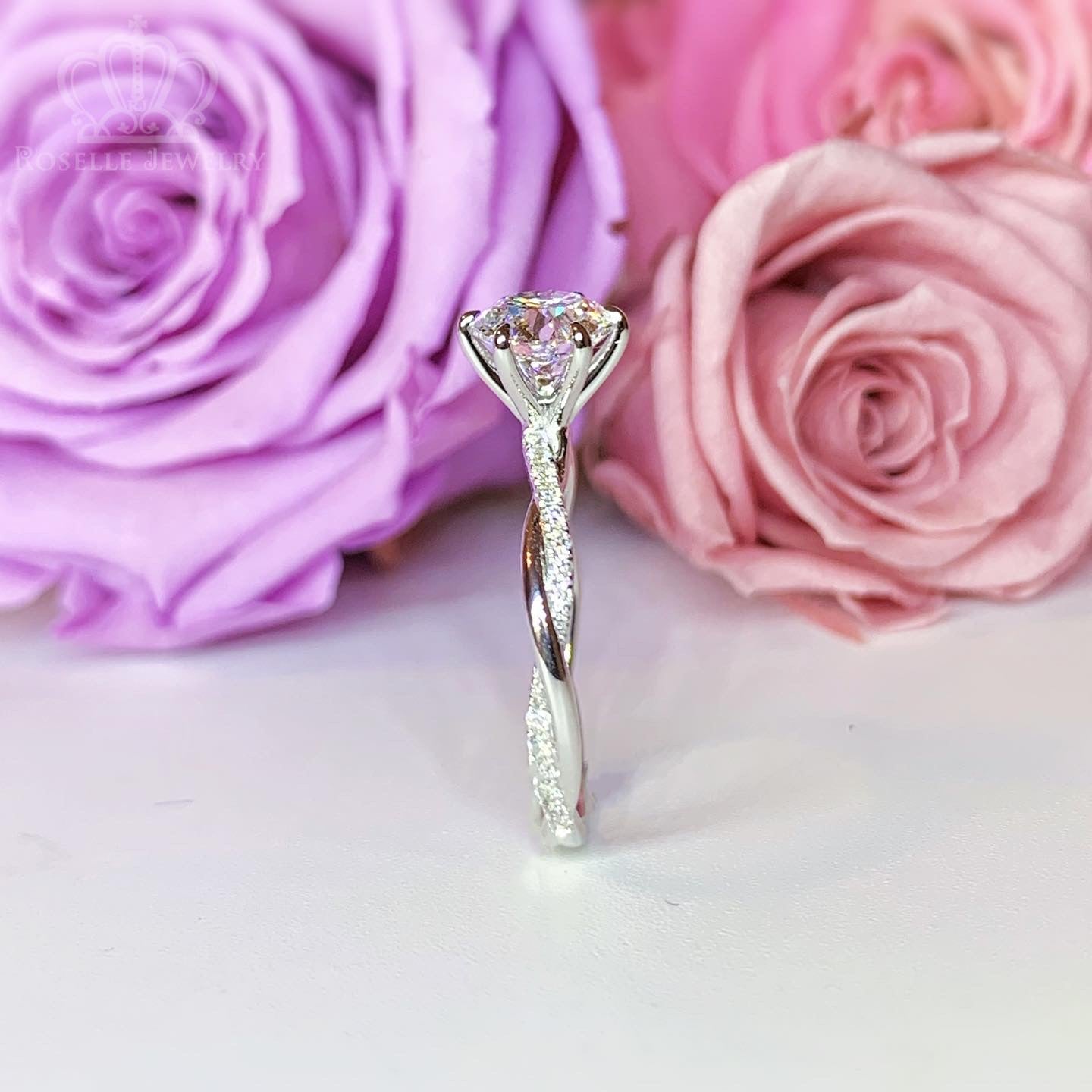 Twist Side Stone Lab Grown Diamond Engagement Ring [Setting Only] - LGR058