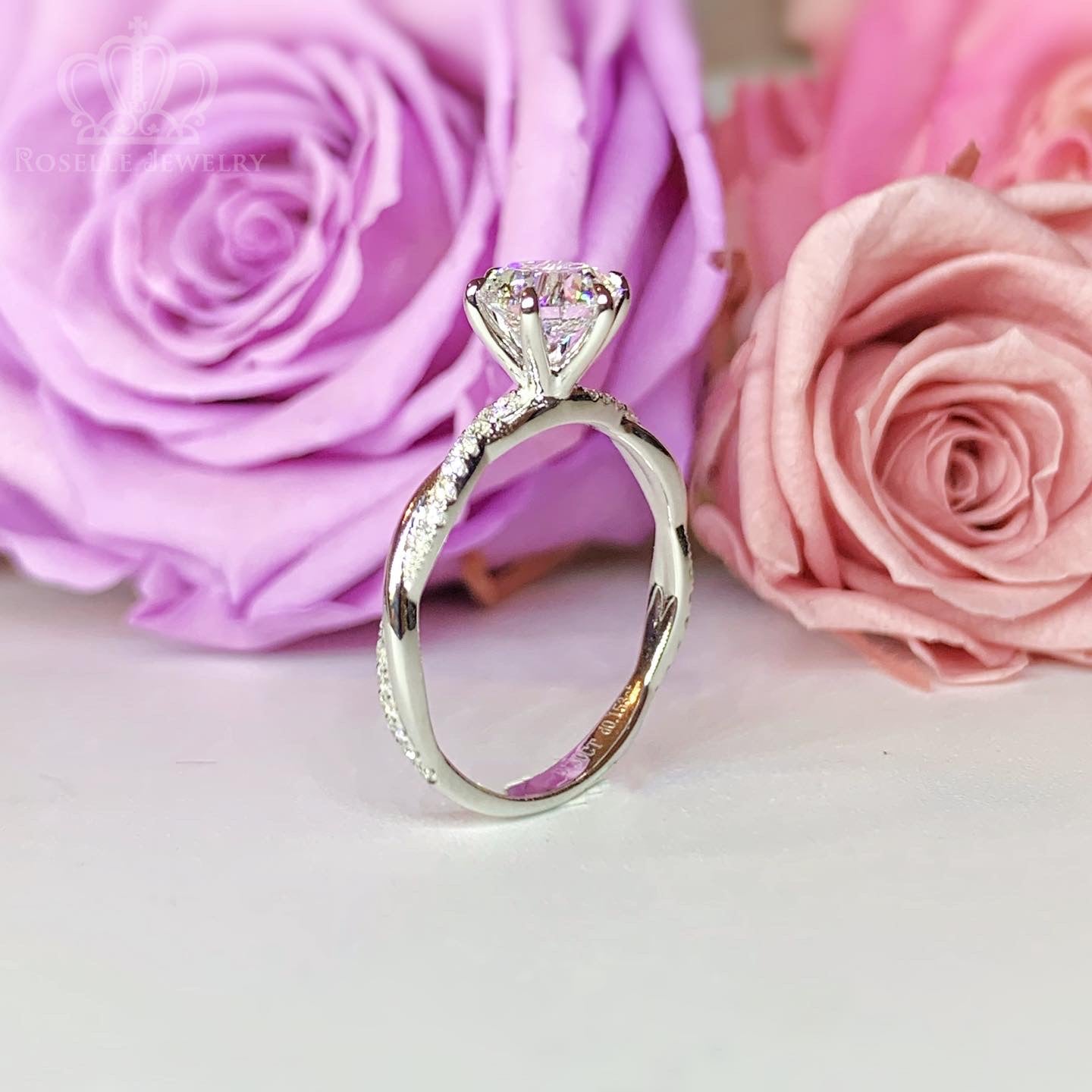 Twist Side Stone Lab Grown Diamond Engagement Ring [Setting Only] - LGR058