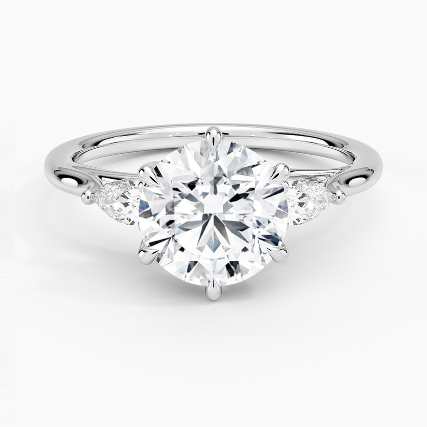Delilah Three Stone Pear Diamond Engagement Ring  [Setting Only] - EC123