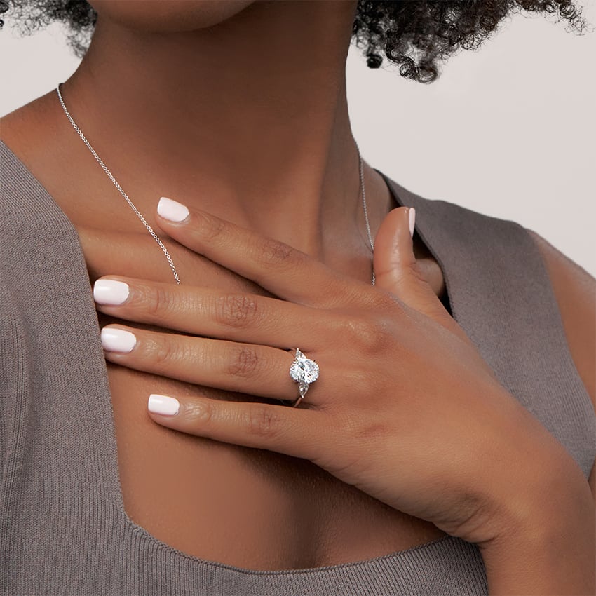 Opera Three Stone Diamond Engagement Ring  [Setting Only] - EC120