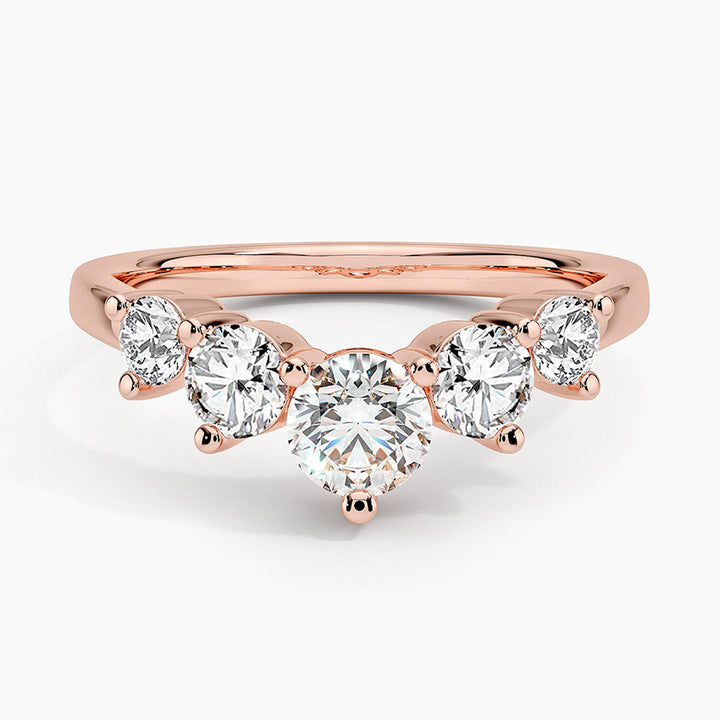Five Stone Contour Wedding Band Ring - LR79 - Roselle Jewelry