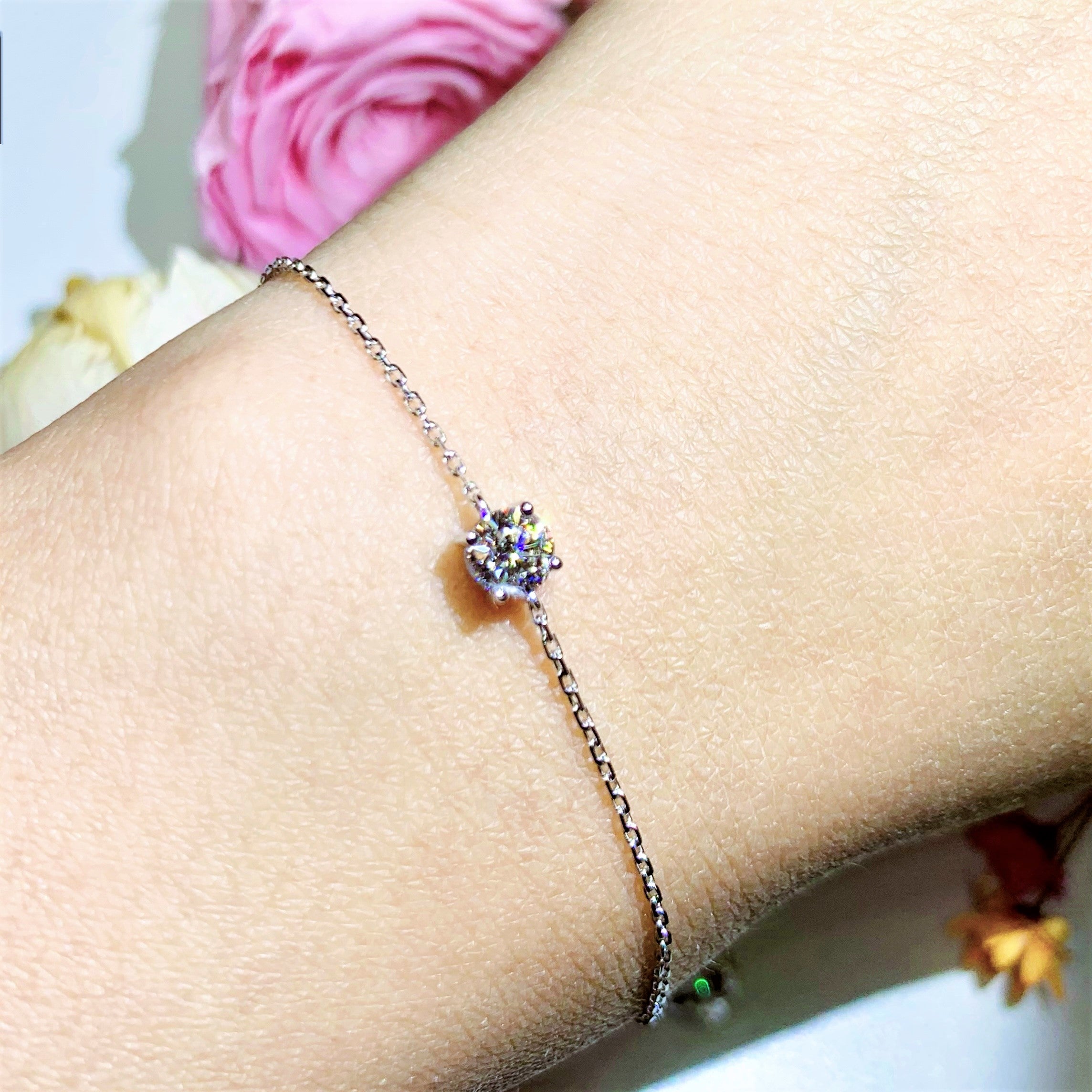 0.30CT Four Prong Solitaire Lab Grown Diamond Bracelet - LB001 - Roselle Jewelry