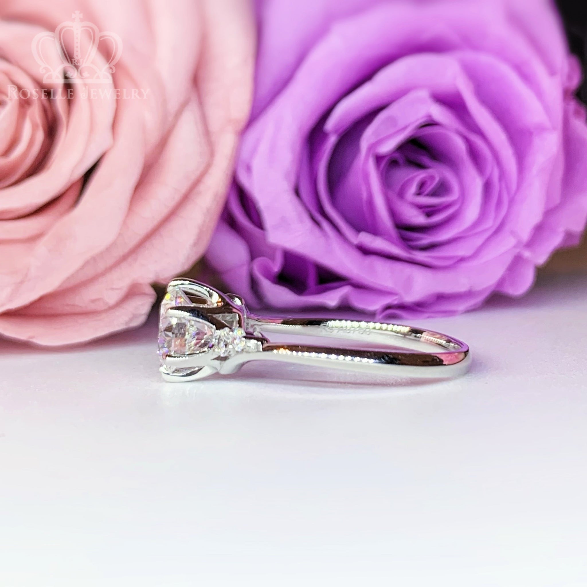 LGR071 - Twist Side Stone Lab Grown Diamond Engagement Ring - LG597357655