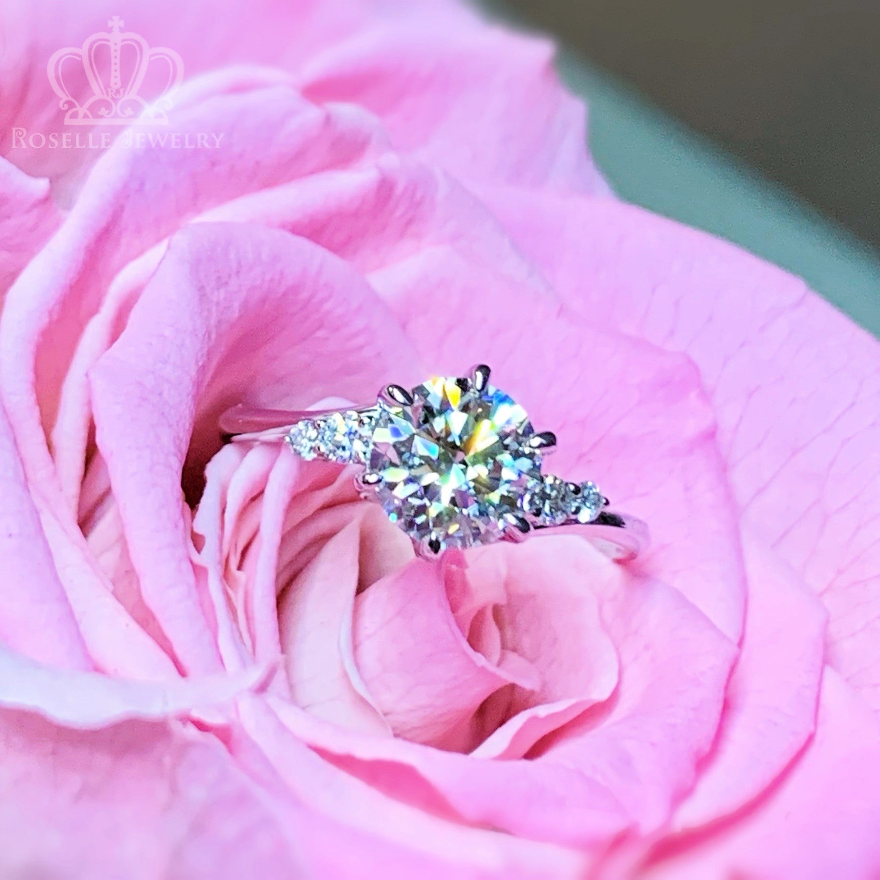 LGR071 - Twist Side Stone Lab Grown Diamond Engagement Ring - LG597357655