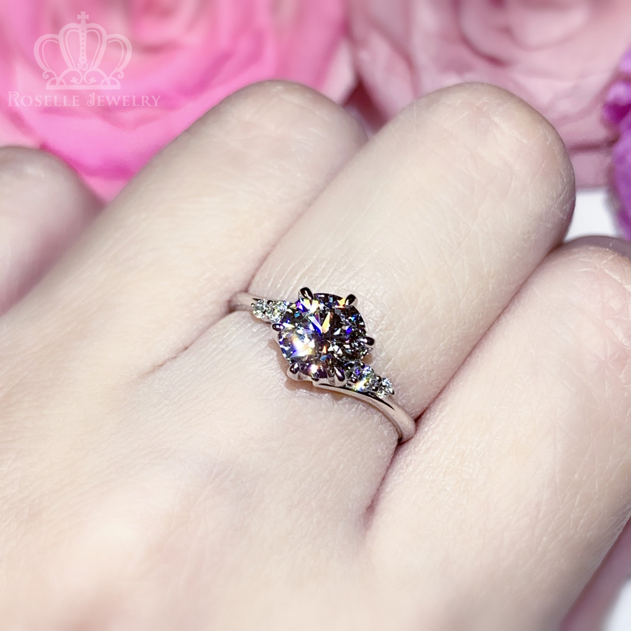 LGR071 - Twist Side Stone Lab Grown Diamond Engagement Ring - LG597357655