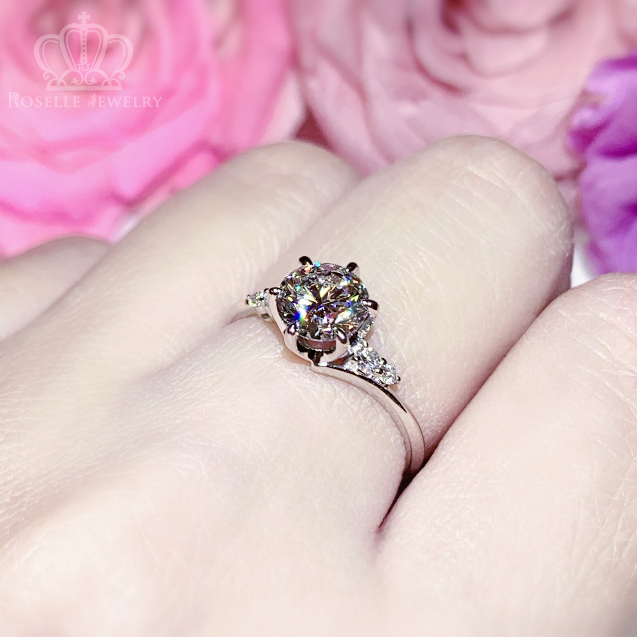 LGR071 - Twist Side Stone Lab Grown Diamond Engagement Ring - LG597357655