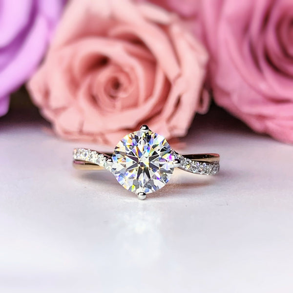 Twist Two Tone Gold Diamond Engagement Ring [Setting Only] - LGR125