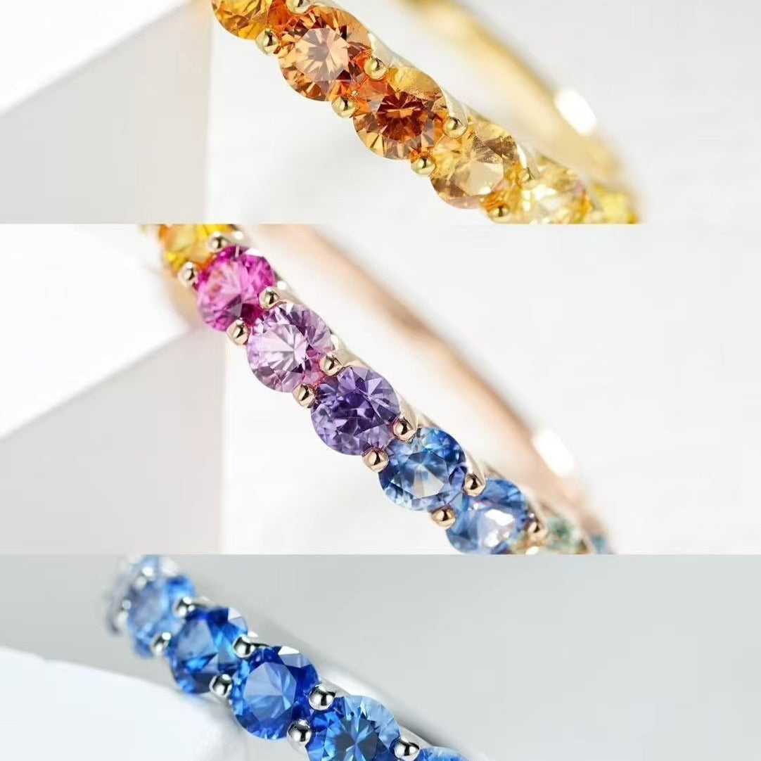 SBA001 - Rainbow Sapphire Half Ring