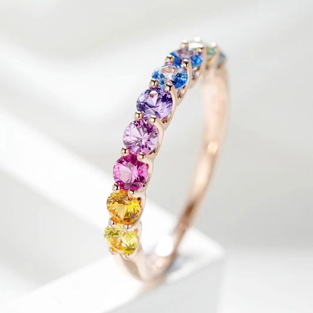 SBA001 - Rainbow Sapphire Half Ring