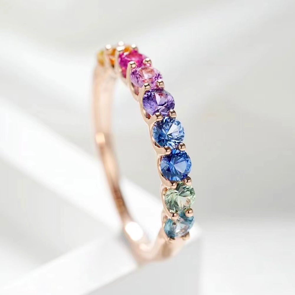 SBA001 - Rainbow Sapphire Half Ring