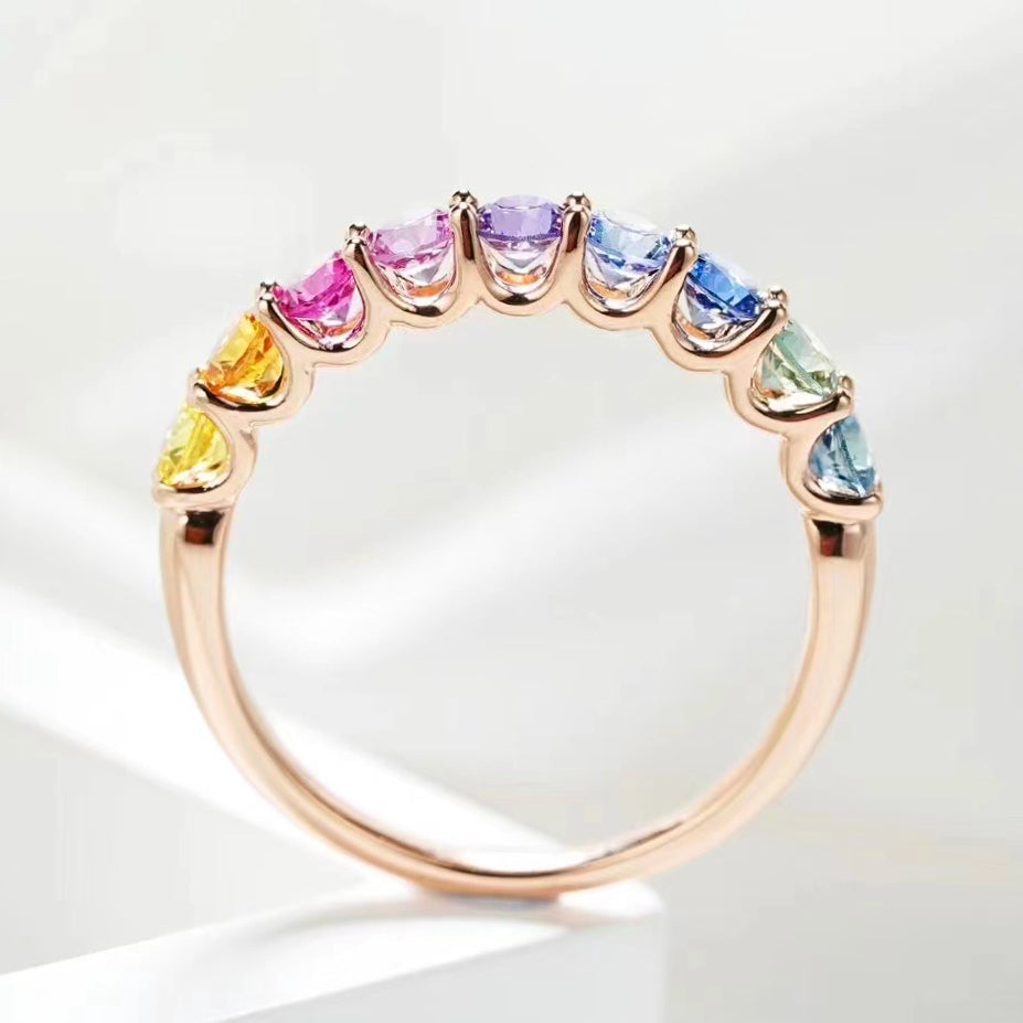 SBA001 - Rainbow Sapphire Half Ring