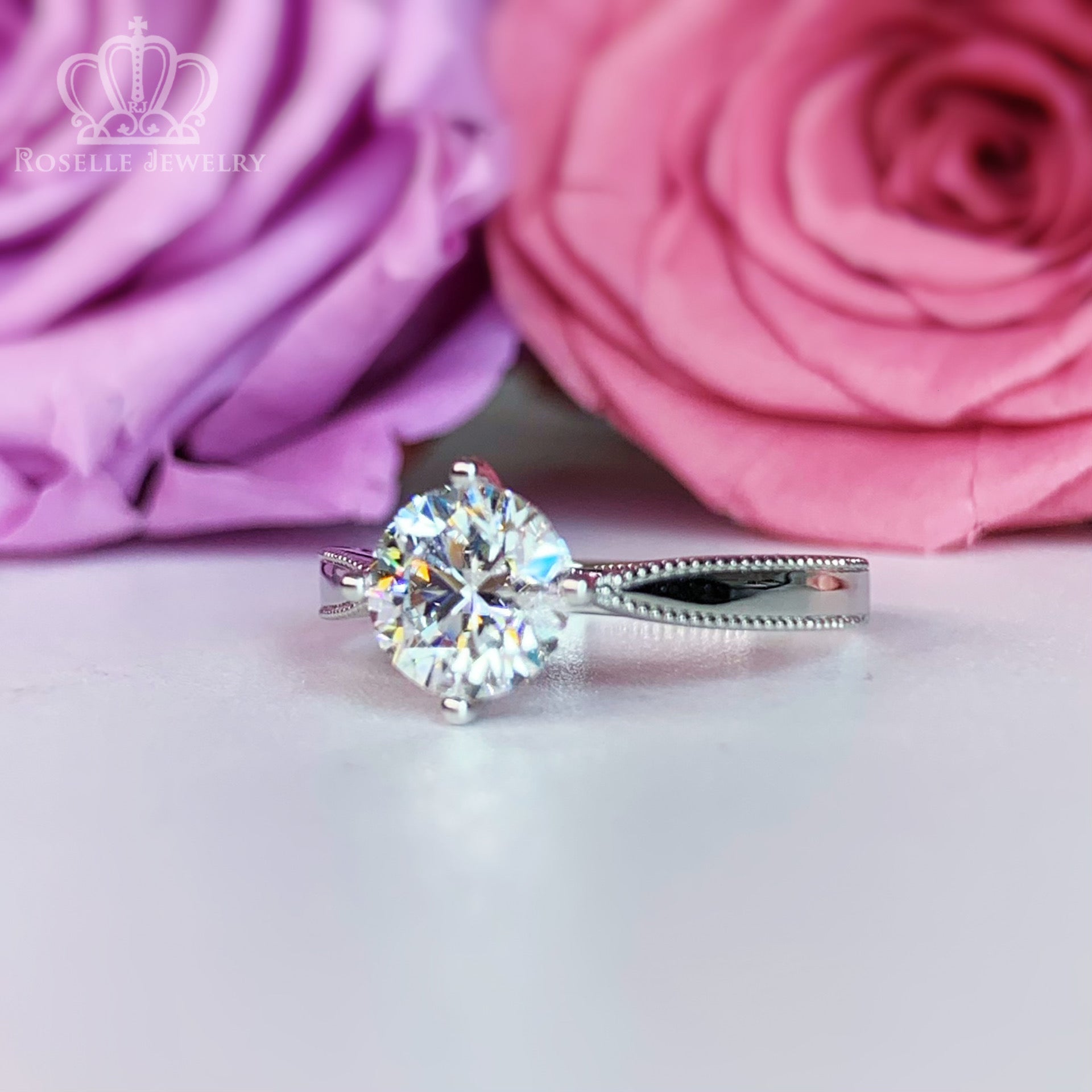 Floral Four Prong Solitaire Engagement Ring [Setting Only] - LGN004