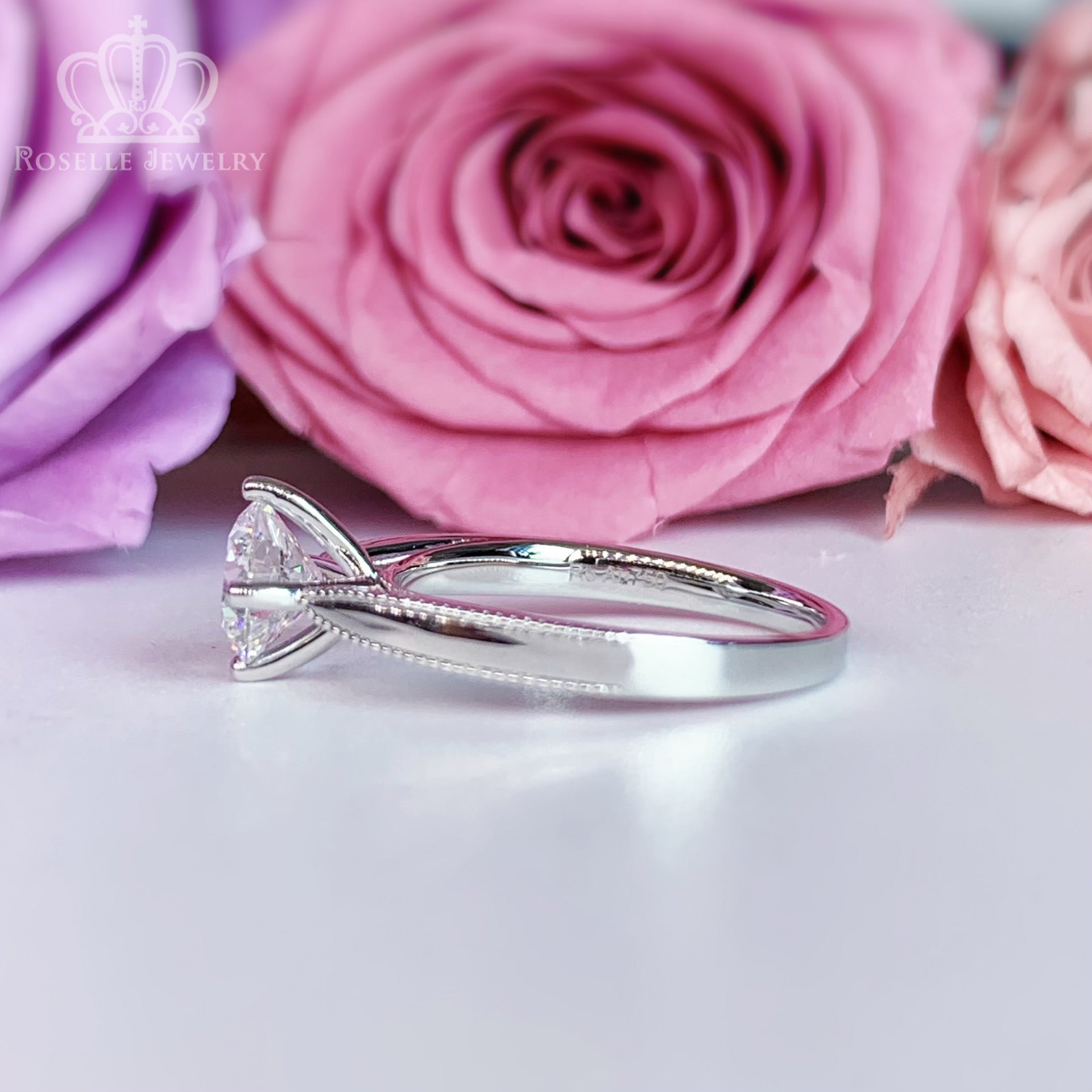 Floral Four Prong Solitaire Engagement Ring [Setting Only] - LGN004
