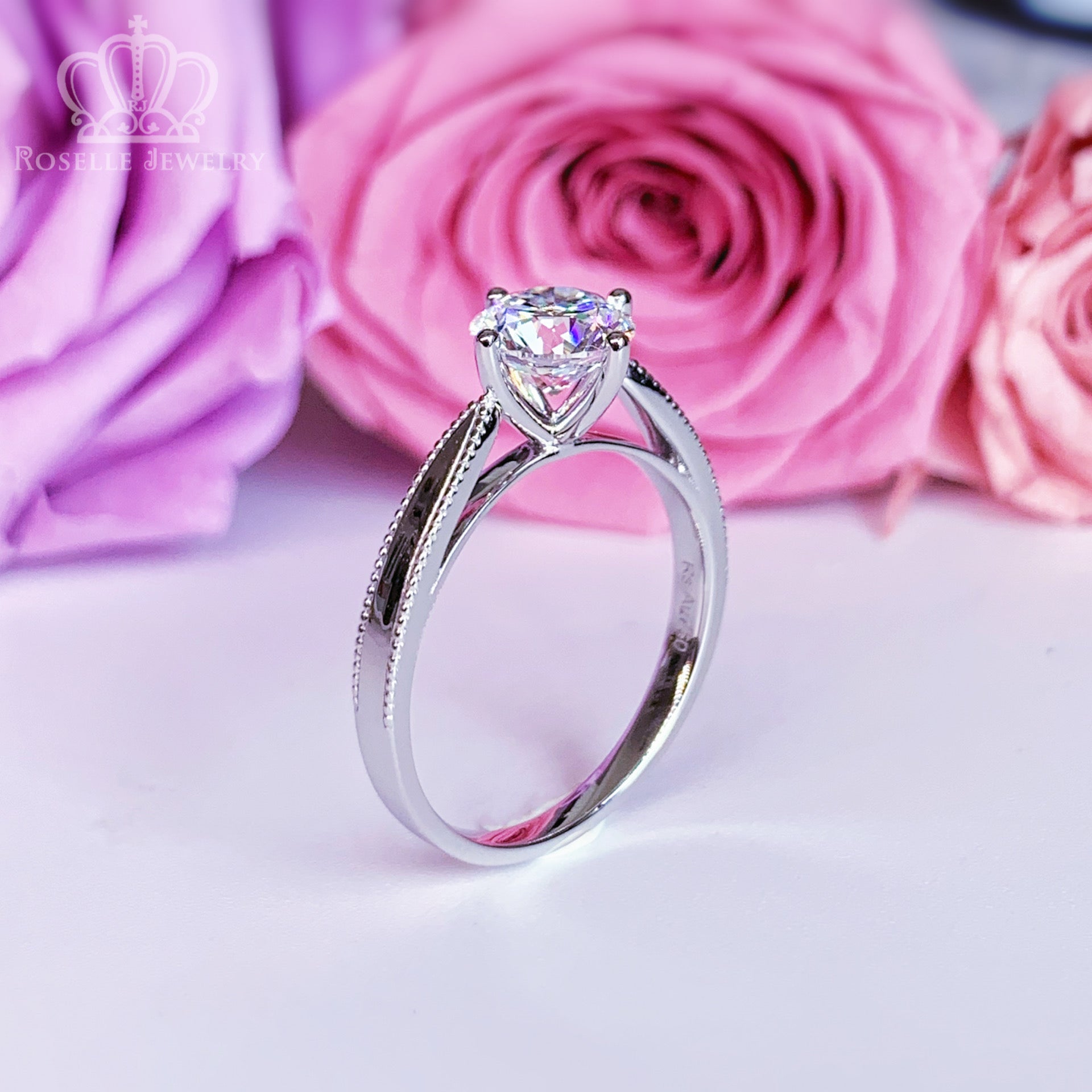 Floral Four Prong Solitaire Engagement Ring [Setting Only] - LGN004