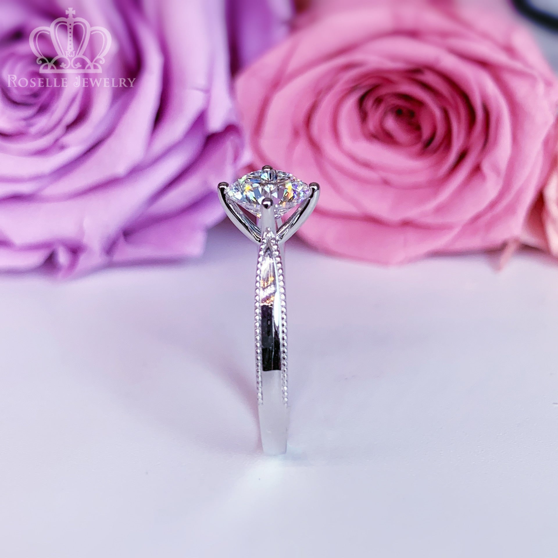 Floral Four Prong Solitaire Engagement Ring [Setting Only] - LGN004