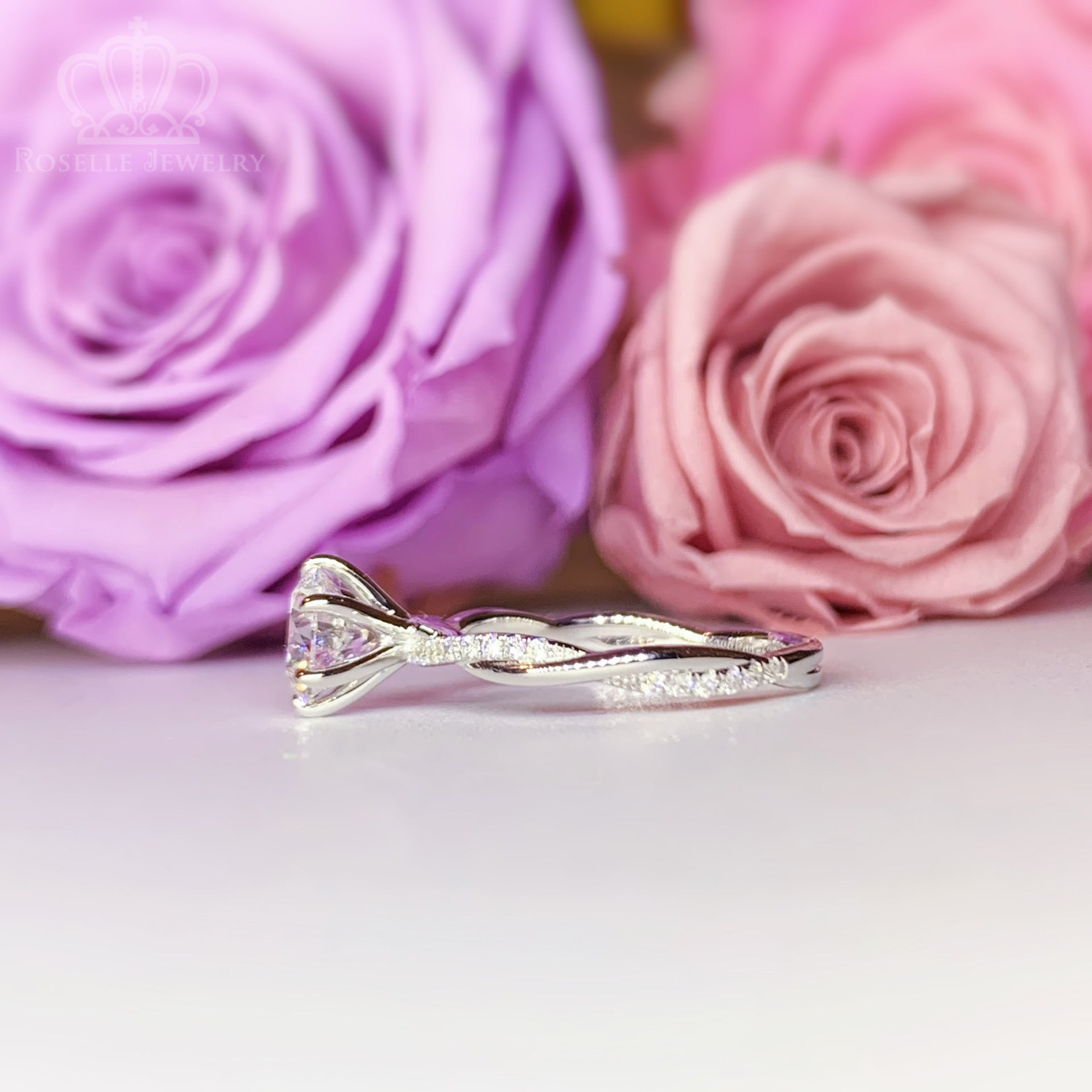 Twist Side Stone Lab Grown Diamond Engagement Ring [Setting Only] - LGR058