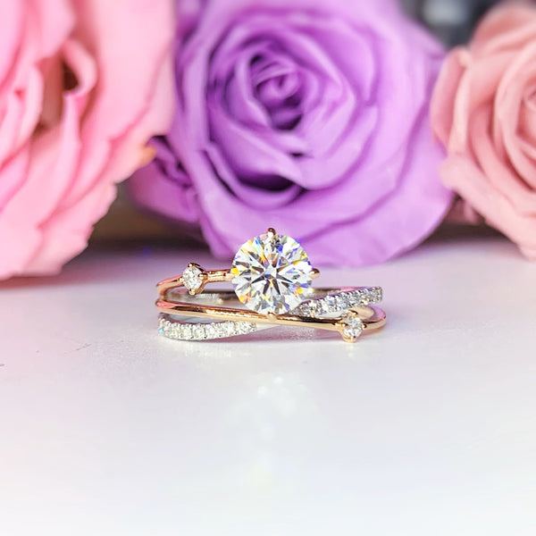 Twist Side Stone Diamond Engagement Ring [Setting Only] - LGR059