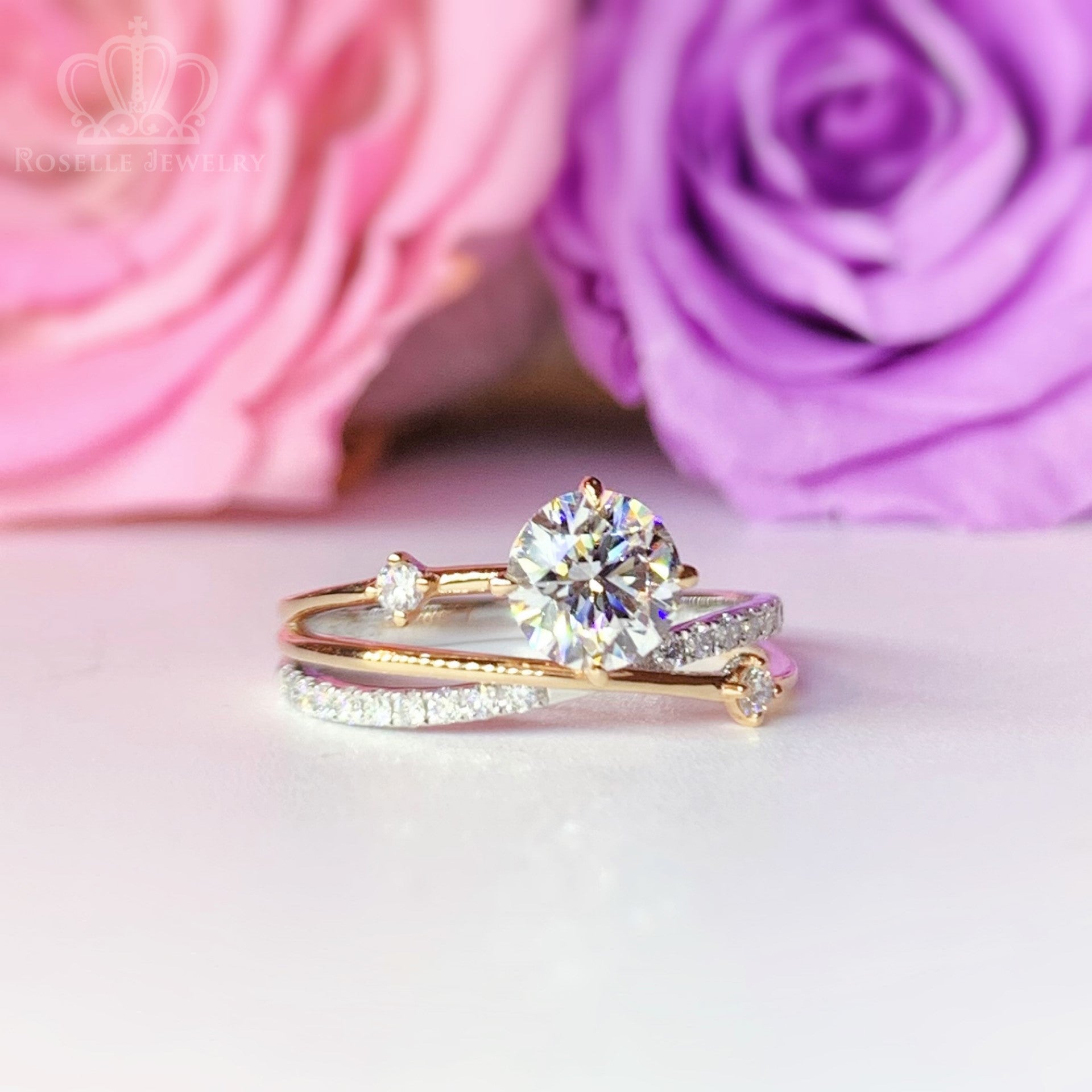 LGR059 - Twist Side Stone Diamond Engagement Ring [Setting Only]