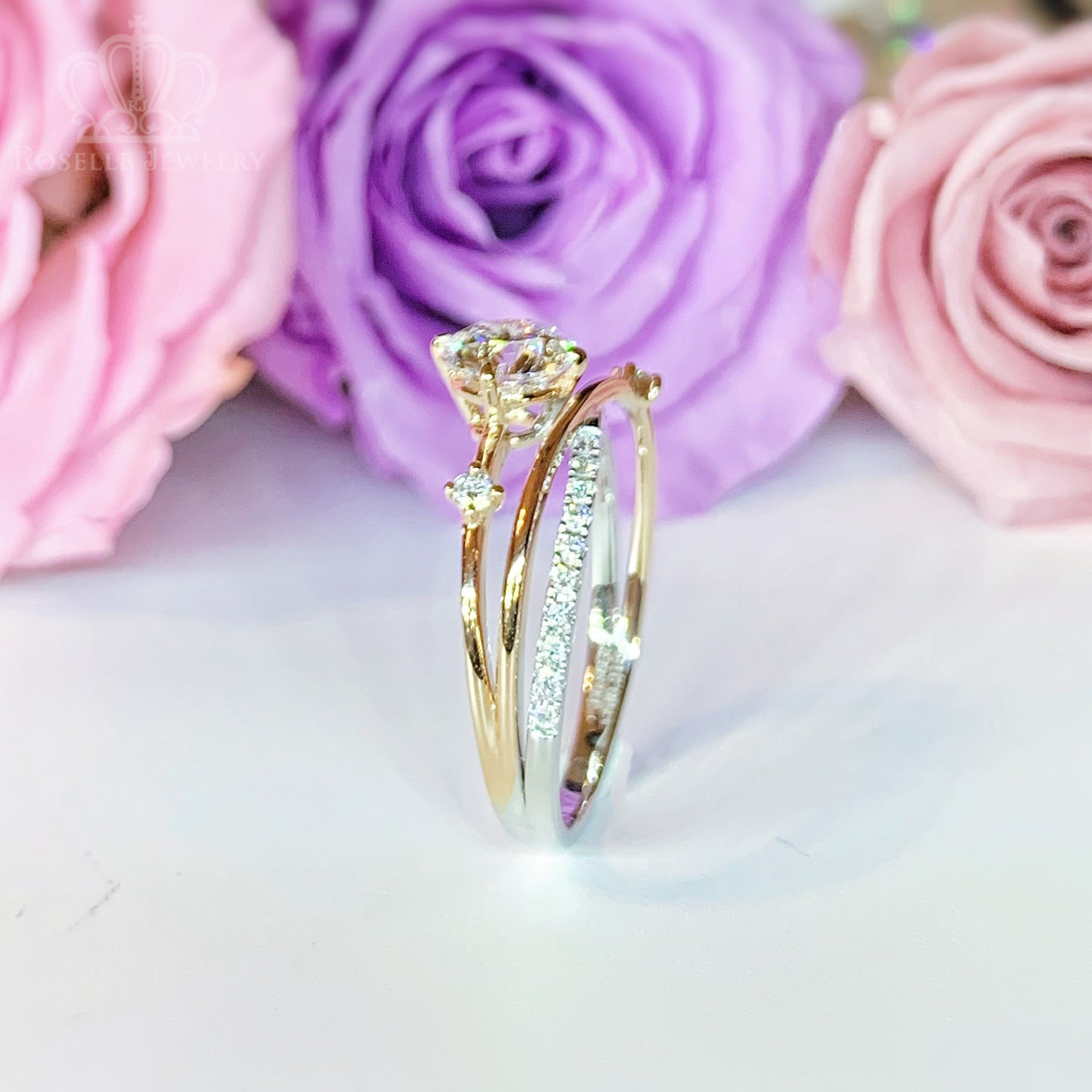 LGR059 - Twist Side Stone Diamond Engagement Ring [Setting Only]