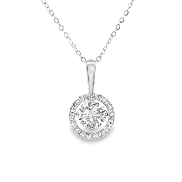 1.11CT Lab Grown Diamond Halo Pendant Necklaces - LC5