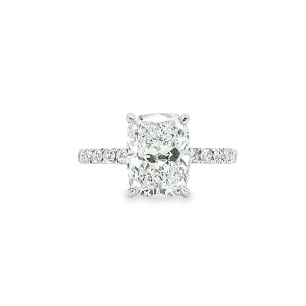 LGV253 - Instock 2.53CT 18K White Gold Vintage Hidden Halo Engagement Ring LG684504827