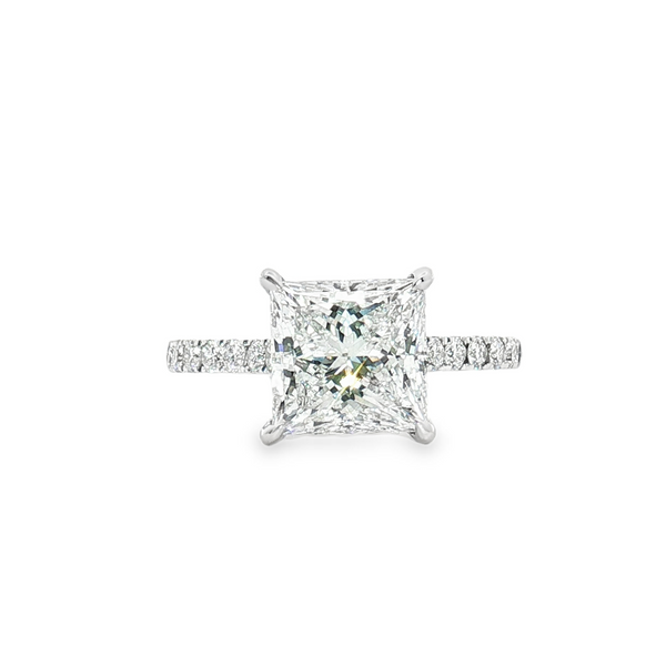 LGV265 - Instock 2.65CT 18K White Gold Vintage Hidden Halo Engagement Ring LG684504848