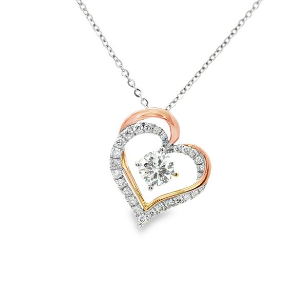 instock 0.58ctw Heart Style With Side Stone Pendants - LC52