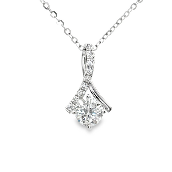 Micro Pavé Inverted V Angel Diamond Pendant - LC801