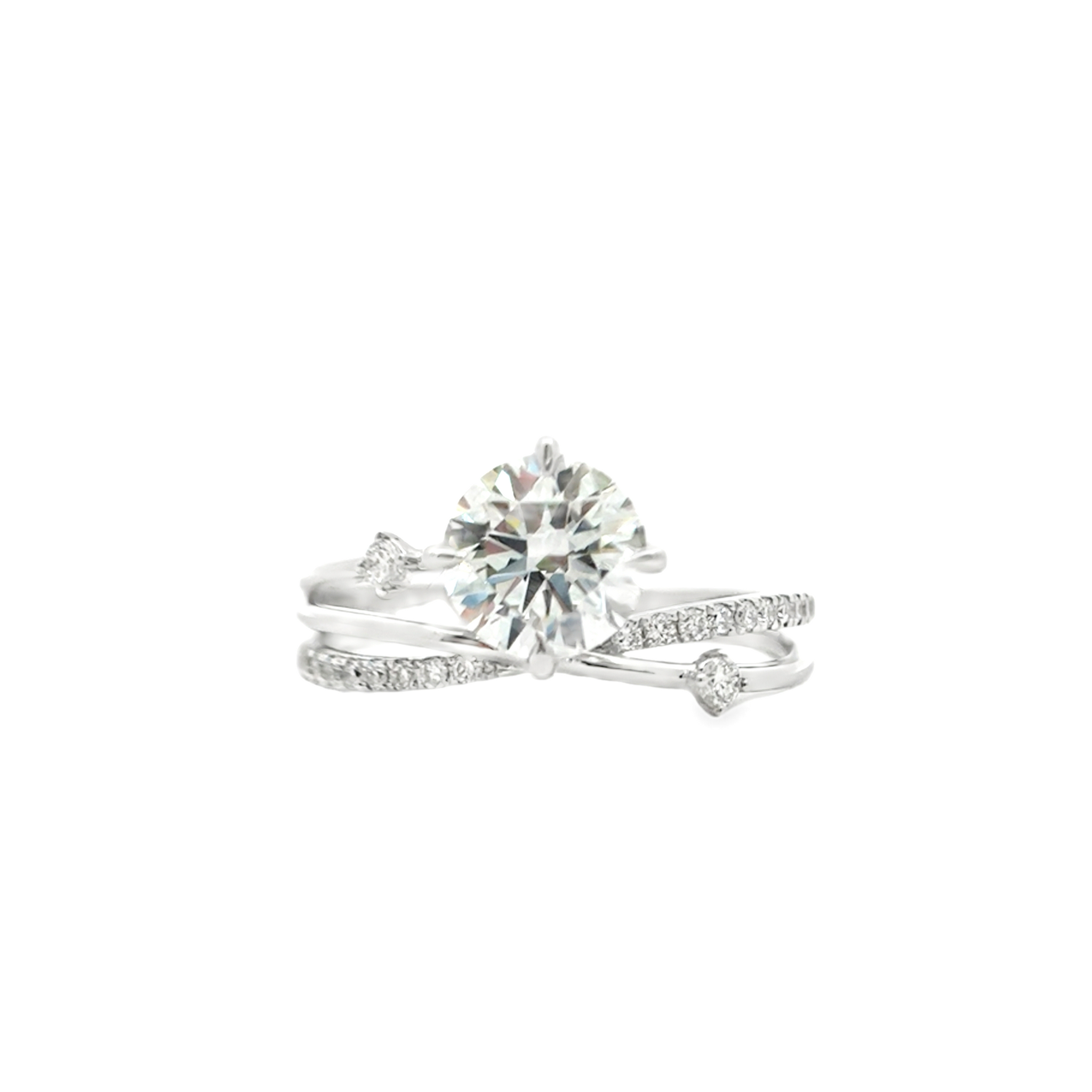 LGR059 - Twist Side Stone Diamond Engagement Ring [Setting Only]