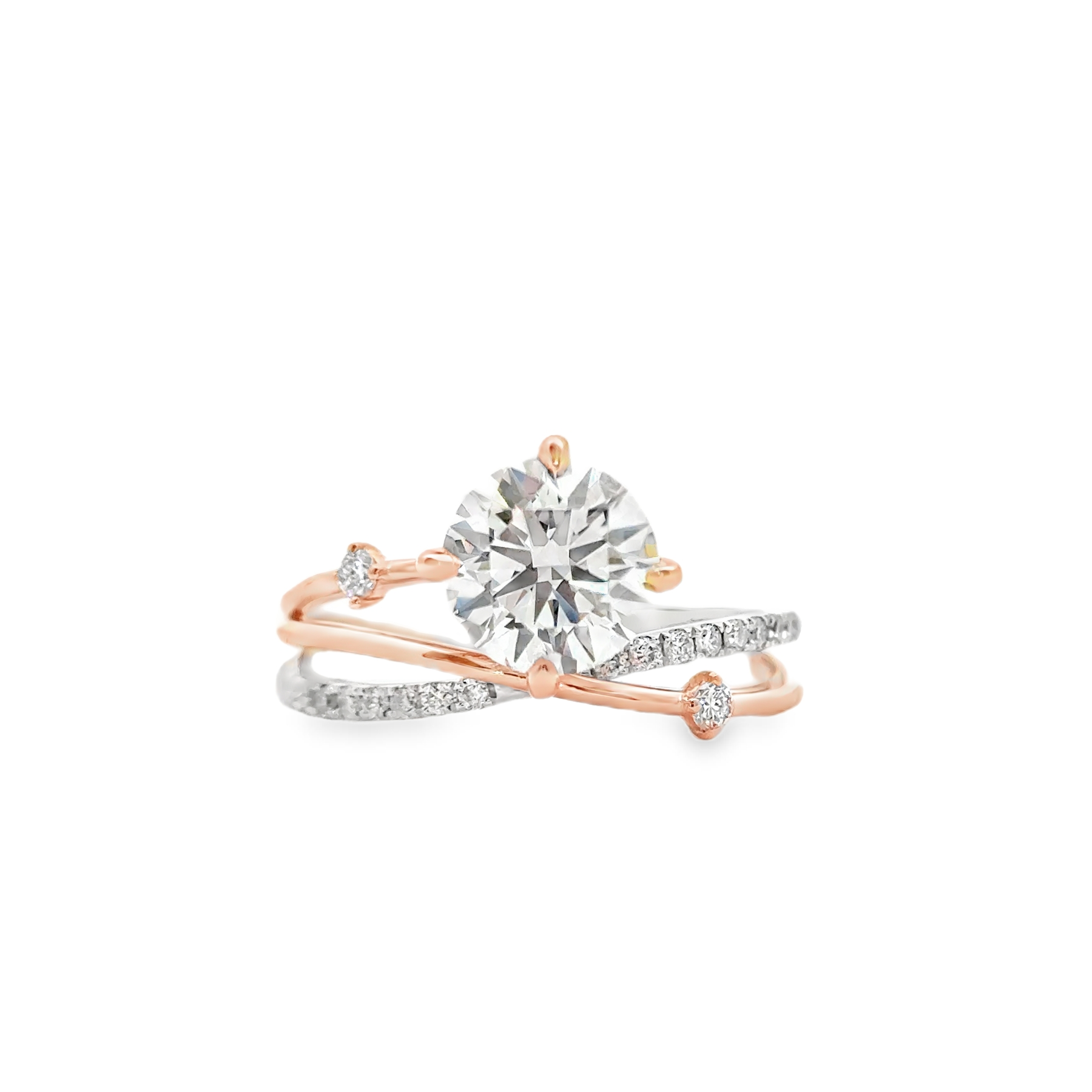 LGR059 - Twist Side Stone Diamond Engagement Ring [Setting Only]