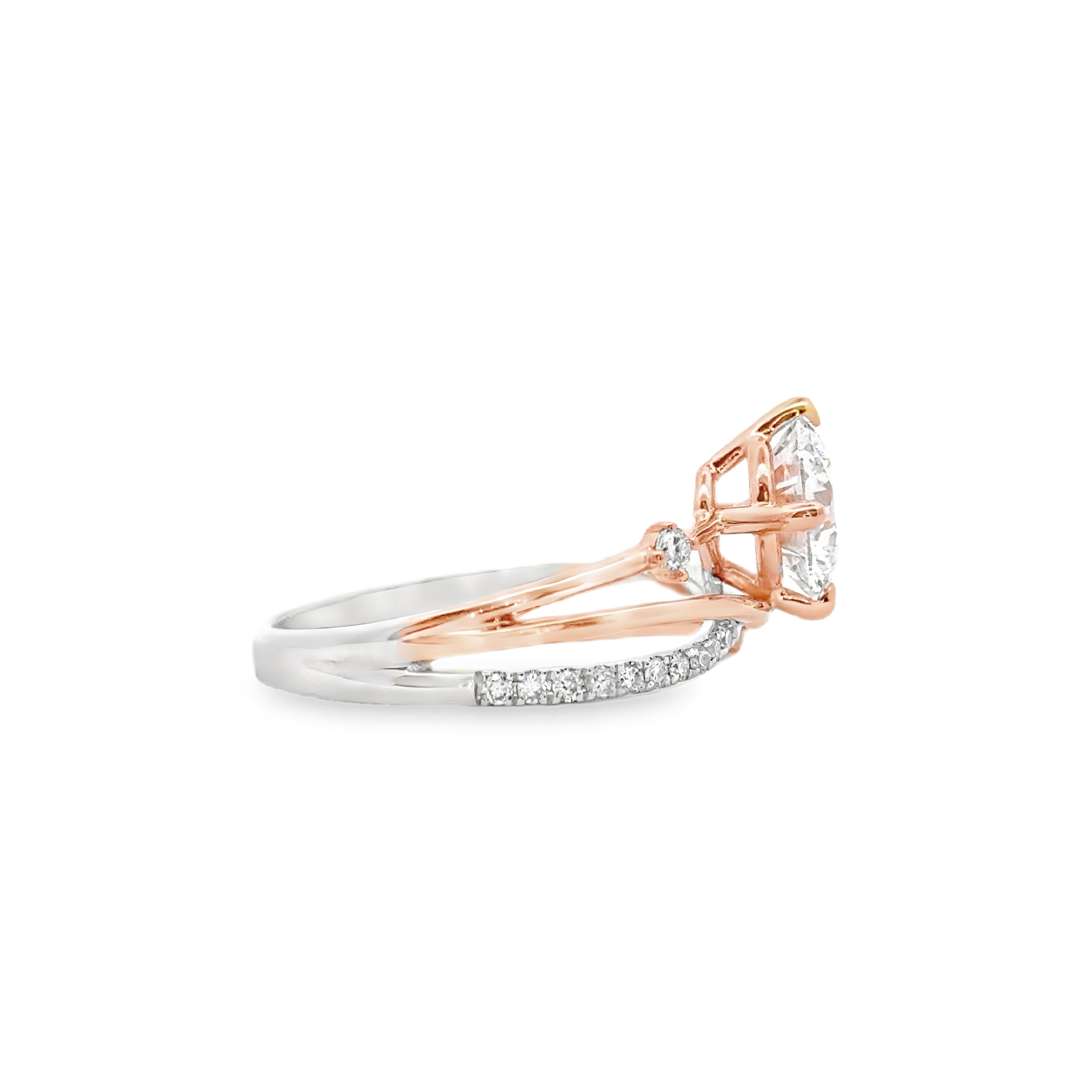 LGR059 - Twist Side Stone Diamond Engagement Ring [Setting Only]