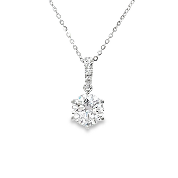 instock Six Prong with Side Stone Pendants - LC54