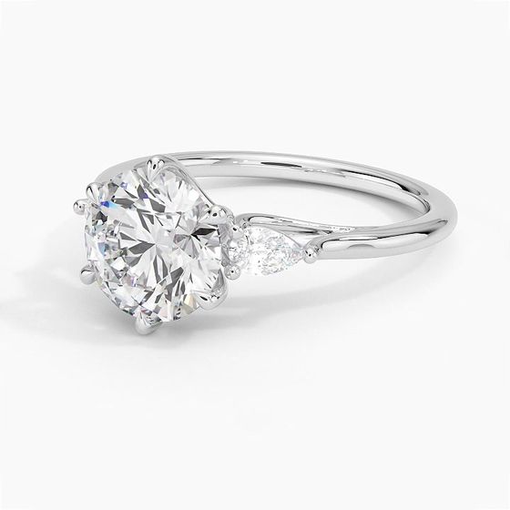 Delilah Three Stone Pear Diamond Engagement Ring  [Setting Only] - EC123