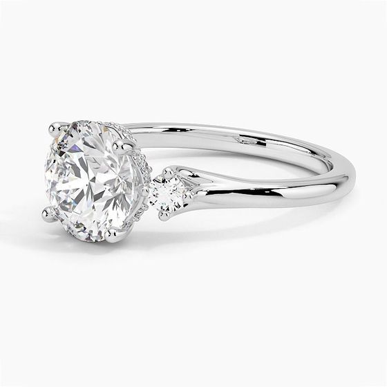 Floating Three Stone Diamond Engagement Ring  [Setting Only] - EC124