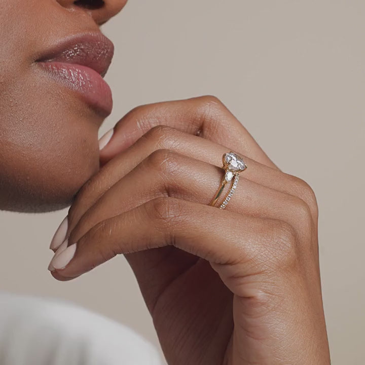 Delilah Three Stone Pear Diamond Engagement Ring  [Setting Only] - EC123