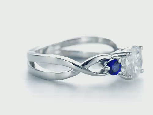 Three Stone Blue Sapphire Engagement Ring [Setting Only] - EC057