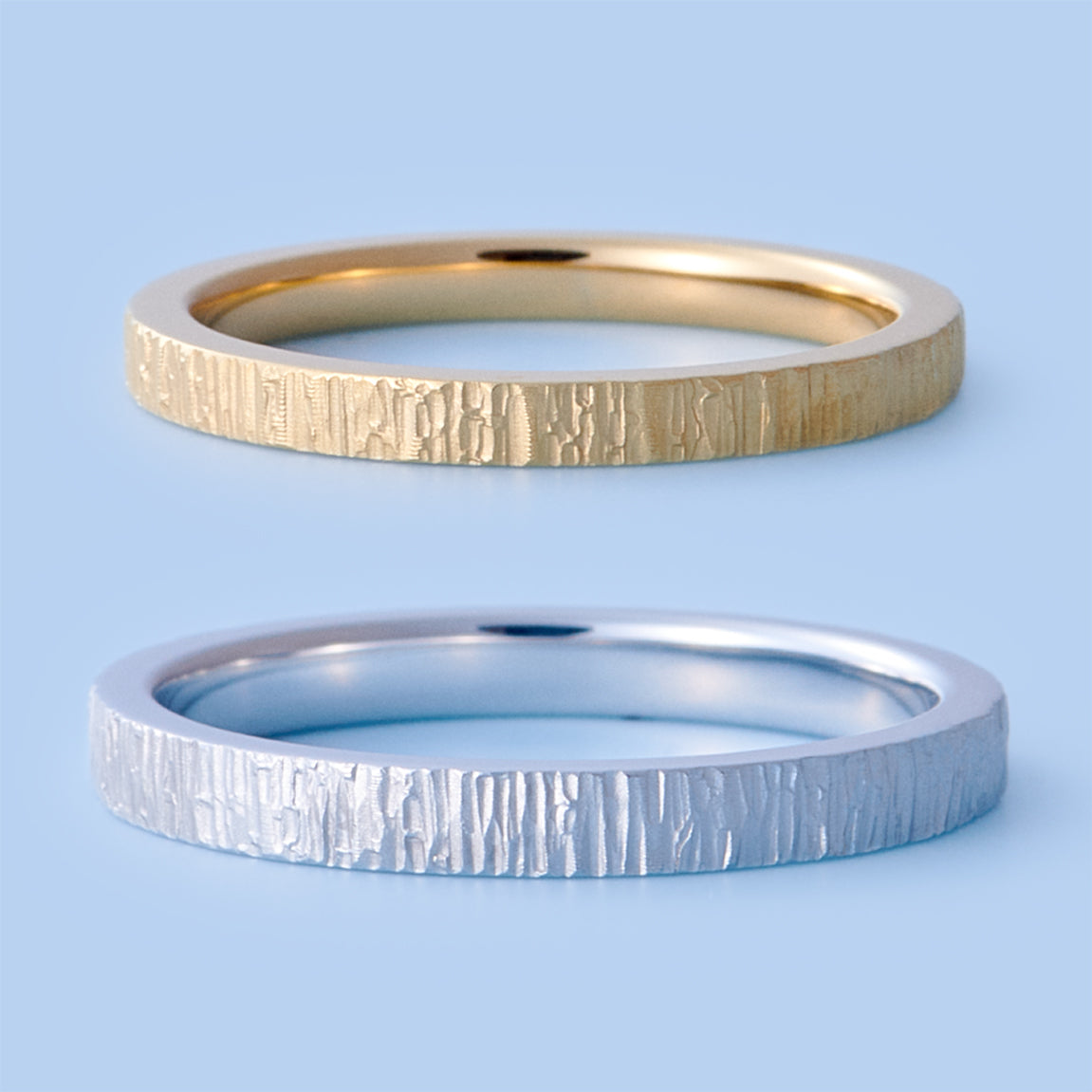 Japanese Style Forging Unique Couple Diamond Wedding Ring Set - WM19 - Roselle Jewelry