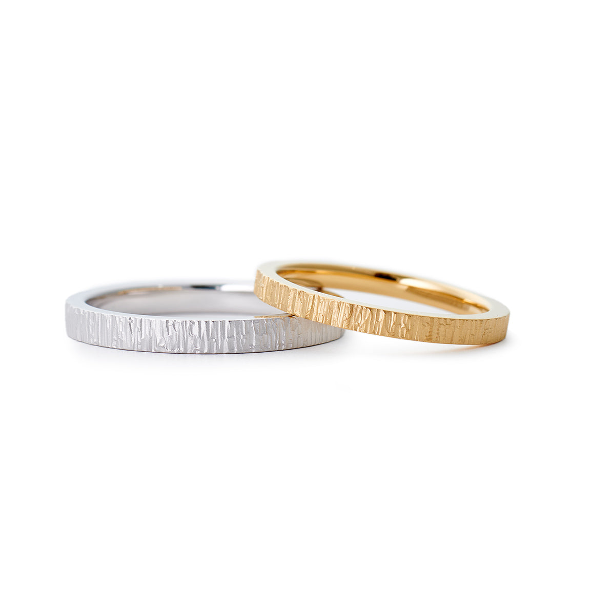 Japanese Style Forging Unique Couple Diamond Wedding Ring Set - WM19 - Roselle Jewelry