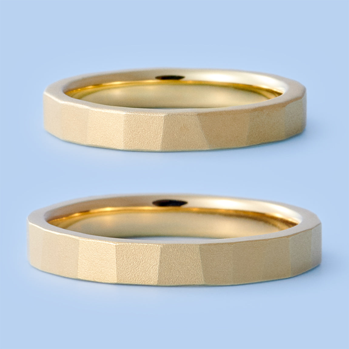 Japanese Style Frosted Unique Couple Diamond Wedding Ring Set - WM25 - Roselle Jewelry