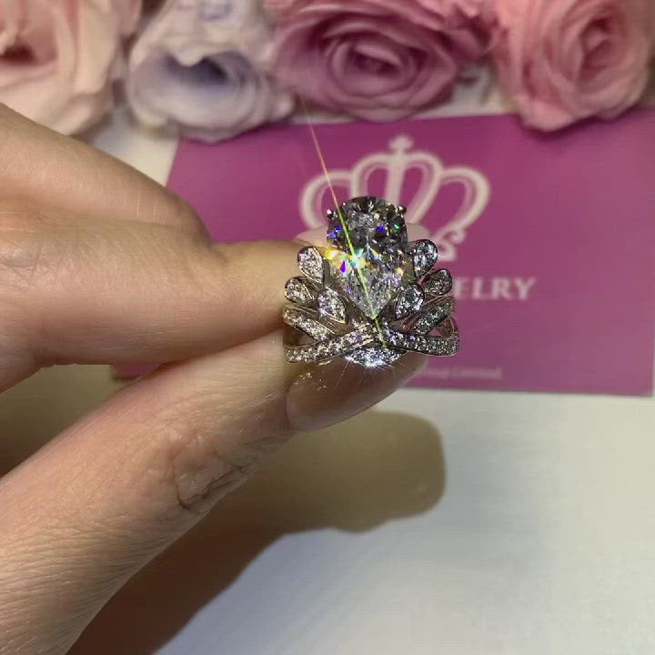 Crown Pear Shaped Engagement Ring [Setting Only] - EC056
