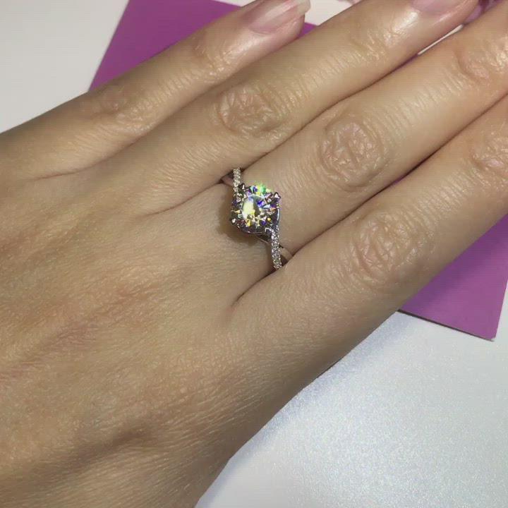 T6 - Four Prong Twist Side Stone Engagement Ring