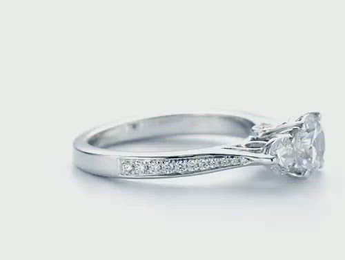 Three Stone Filigree Peekaboo Diamond Side Stone Engagement Ring [Setting Only] - EC054
