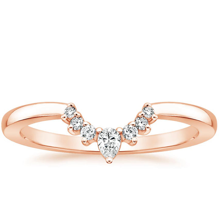 0.10CTW Lunette Diamond V Shape Wedding Band Ring - LR32 - Roselle Jewelry
