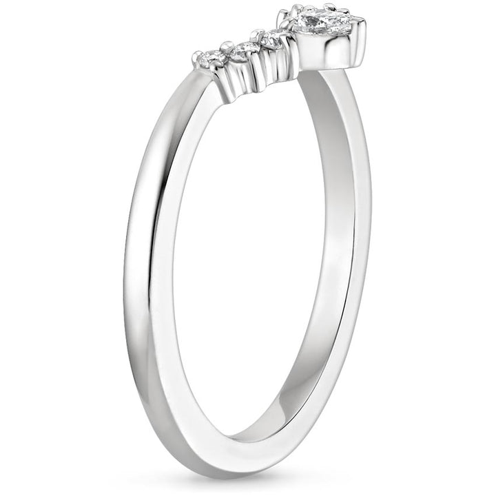 0.10CTW Lunette Diamond V Shape Wedding Band Ring - LR32 - Roselle Jewelry