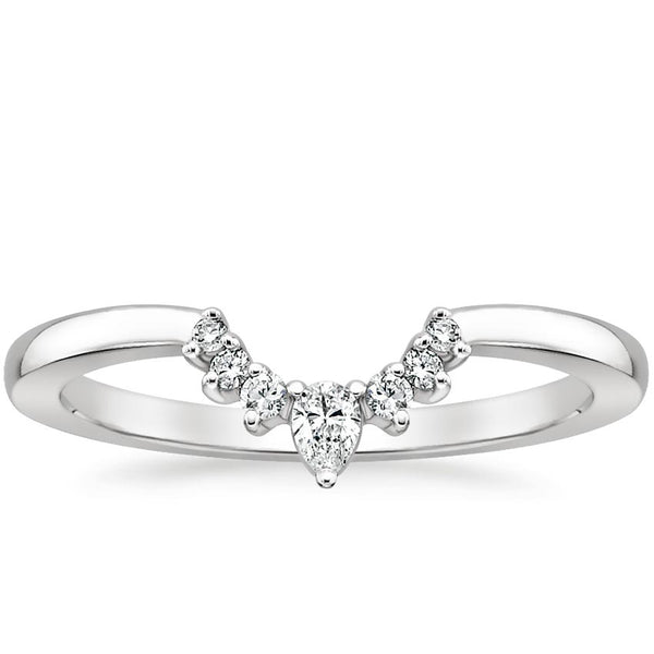 0.10CTW Lunette Diamond V Shape Wedding Band Ring - LR32 - Roselle Jewelry