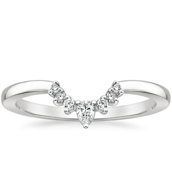 0.10CTW Lunette Diamond V Shape Wedding Band Ring - LR32 - Roselle Jewelry