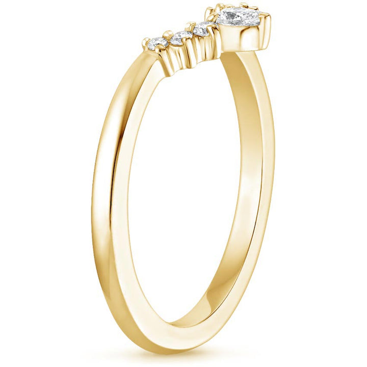 0.10CTW Lunette Diamond V Shape Wedding Band Ring - LR32 - Roselle Jewelry